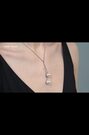 Karen Millen Silver Tone Logo Pearl Double Drop Necklace - صورة 2 من 6