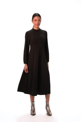 Roman Black High Neck Fit and Flare Stretch Dress - Image 2 of 6