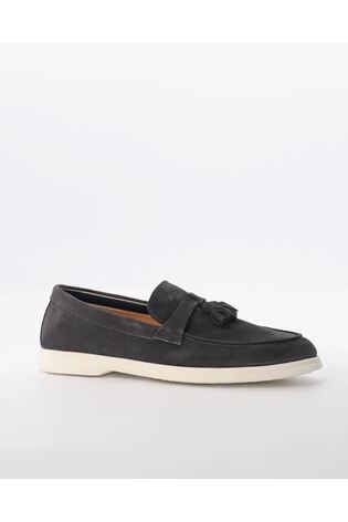 Dune London Grey Believes Top Stitch Tassel Loafers - Image 2 of 6
