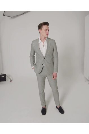 Harry Brown Green Giacomo Slim Fit Cotton Linen Suit Jacket - Image 2 of 13