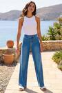Roman Blue Cotton Blend Wide Leg Stretch Jeans - Image 2 of 10