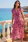 Roman Pink Animal Print Twist Front Midi Dress - Image 2 of 5
