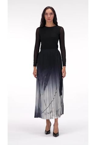 leem Black Shadow Print Pleated Skirt - Image 2 of 5