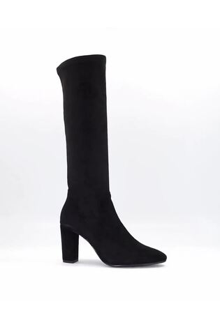Dune London Black Siren Stretch Block Heel Almond Toe Boots - Image 2 of 6
