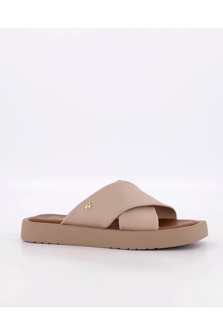 Buy Dune London Green Liquor Cross Strap Flat Sandals from the