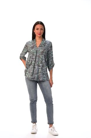 Roman Blue V-Neck Pleat Front Jersey Top - Image 2 of 5
