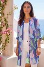 Roman Purple Abstract Print Button Longline Shirt - Image 2 of 6