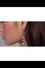 Karen Millen Gold Tone Logo Pearl Drop Earrings - Image 2 of 6