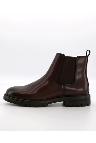 Dune London Brown Created Cleated Sole Chelsea Boots
