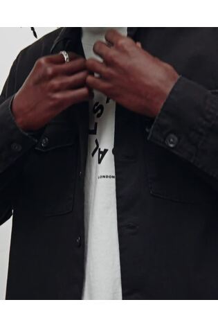 AllSaints Black 100% Cotton Spotter Military Shirt - Image 2 of 9 AllSaints Black 100% Cotton Spotter Military Shirt - Image 2 of 9