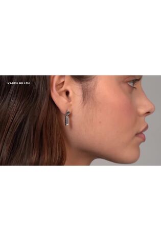 Karen Millen Silver Tone Crystal Baguette Drop Earrings - Image 2 of 6