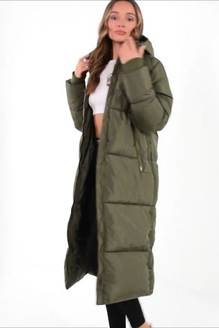Buy Quiz Green Longline Padded Coat from Next Luxembourg