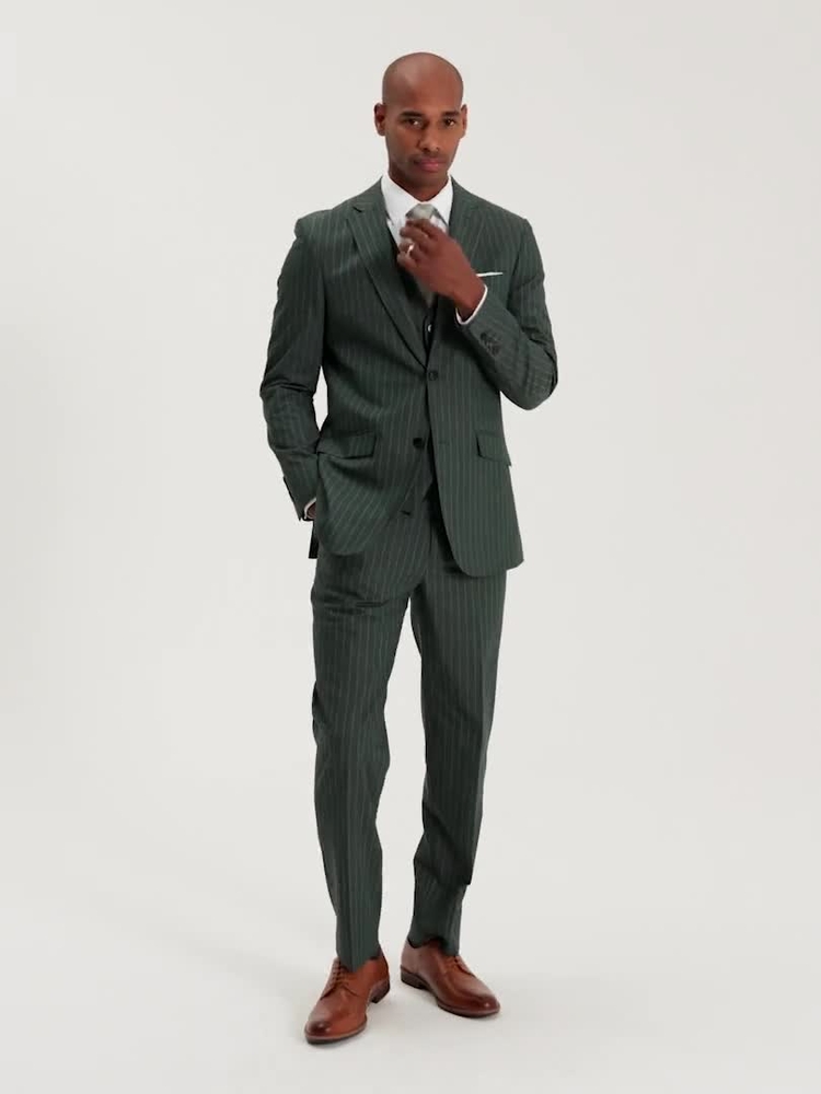 Buy Skopes Green Single Breasted Tailored Fit Stripe Levins Suit