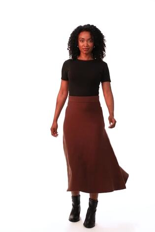 Roman Brown Petite Stretch Waist Knit Midi Skirt - Image 2 of 10