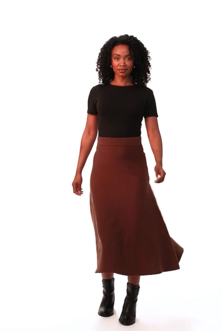 Buy Roman Brown Petite Stretch Waist Knit Midi Skirt from Next USA