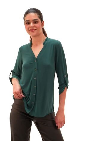 Verde - Blusa de punto con volantes en el cuello de Roman - Imagen 2 de 6 Verde - Blusa de punto con volantes en el cuello de Roman - Imagen 2 de 6