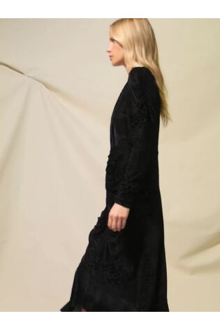 Ro&Zo Animal Print Burnout Ruch Front Black Dress - Image 2 of 4