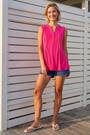 Roman Pink Pintuck Notch Neck Top - Image 2 of 5