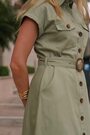 Sosandar Green Pocket Front Belted Denim Shirt Dress - Image 2 of 6