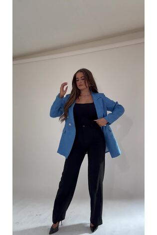 Buy Girl In Mind Blue Edith Boucle Military Button Blazer from Next Luxembourg