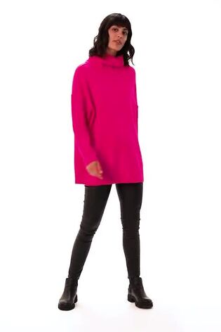 Roman Pink Relaxed Roll Neck Jumper