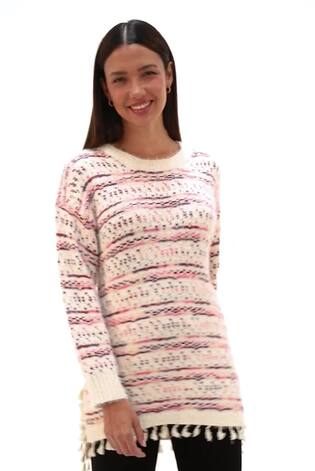 Roman Pink Boucle Fringe Hem Tunic Jumper - Image 2 of 6