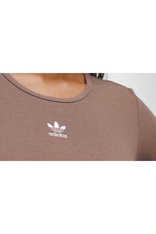adidas Originals Essentials Rib Long Sleeve Brown Top - Image 2 of 7
