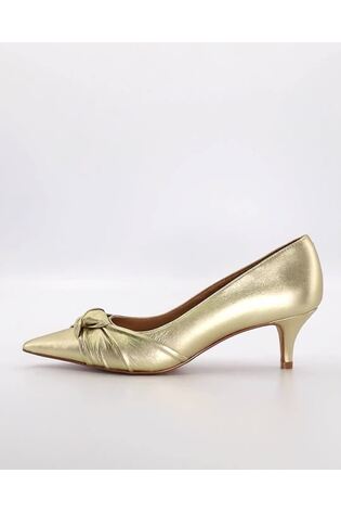Dune London Gold Address Soft Knot Pointed Court Shoes