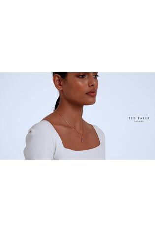 Ted Baker Soltell Collana Con Ciondolo Solitario Cristallo | Gioiello Donna In Ottone Placcato Argento | Regalo In Confezione Regalo