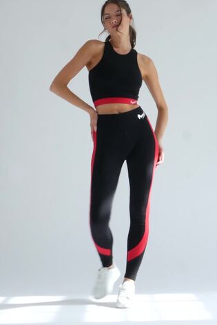Pineapple Black Womens Racer Panel Leggings - Image 2 of 7