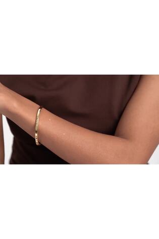 Ted Baker Plain Metal Gold Tone Chrishell: Logo Slim Bangle Bracelet - Image 2 of 7