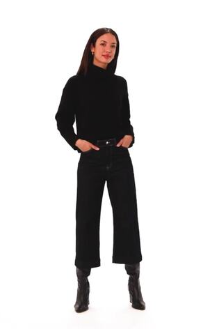 Añil - Roman Wide Leg Stretch Denim Culottes - Imagen 2 de 5