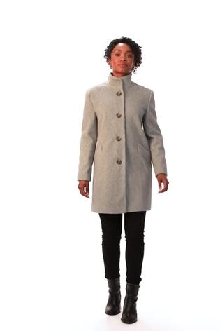Roman Grey Petite Brushed Funnel Neck Coat - Image 2 of 6