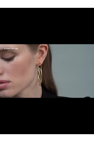 Karen Millen Gold Tone Criss Cross Hoop Earrings - Image 2 of 6