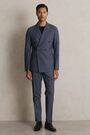 Regular-Fit Double-Breasted Sharkskin Wool-Blend Suit Blazer in Airforce Blue - Image 2 of 10