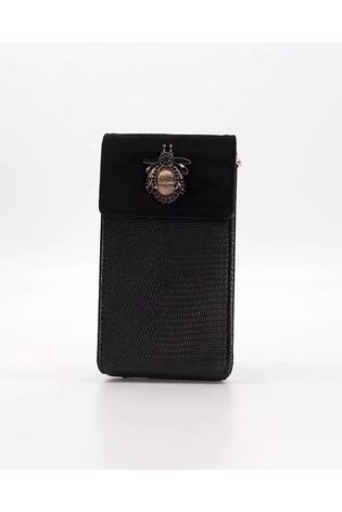 Dune London Black Saskias Bug Trim Phone Cross-Body Bag - Image 2 of 7