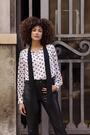 Sosandar White Spot Print Tie Neck Blouse - Image 2 of 5