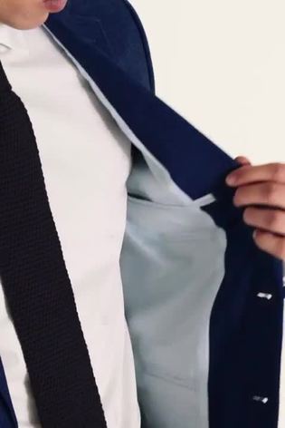 MOSS Slim Fit Blue Slub Suit: Jacket