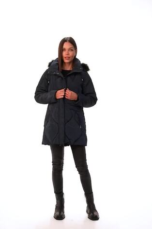 Roman Blue Quilted Faux Fur Hooded Coat - Image 2 of 6