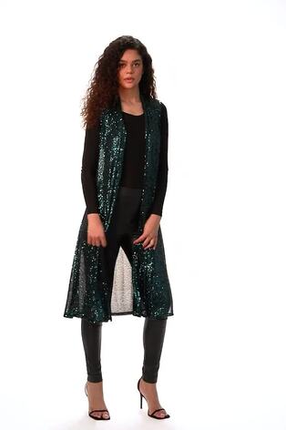 Roman Green Sequin Longline Stretch Cardigan - Image 2 of 6