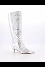 Dune London Silver Smooth Kitten Heel Point Knee-High Boots - Image 2 of 5