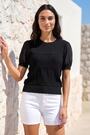 Roman Black Pointelle Knitted Top - Image 2 of 6