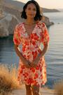 Roman Red Floral Tie Front Dress - Image 2 of 6
