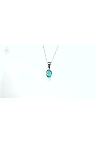 The Diamond Store Green 9K White Gold Emerald 7 x 5mm Pendant Necklace Set - Image 2 of 6 The Diamond Store Green 9K White Gold Emerald 7 x 5mm Pendant Necklace Set - Image 2 of 6
