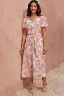 Roman Pink Floral Print Puff Sleeve Midi Dress - Image 2 of 5