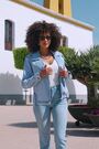 Sosandar Blue Denim Biker 100% Cotton Jacket - Image 2 of 5