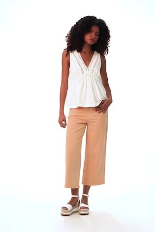Roman Light Pink Denim Pocket Detail Wide Leg Trousers - Image 2 of 6