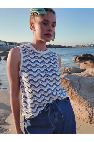 FatFace Wilma Blue Knitted Tank - Image 2 of 8