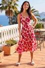 Roman Red Petite Floral Strappy Midi Dress - Image 2 of 5