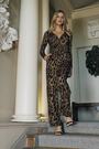 Sosandar Brown Animal Print Wrap Front Belted Jersey Jumpsuit With Pockets - Image 2 of 5
